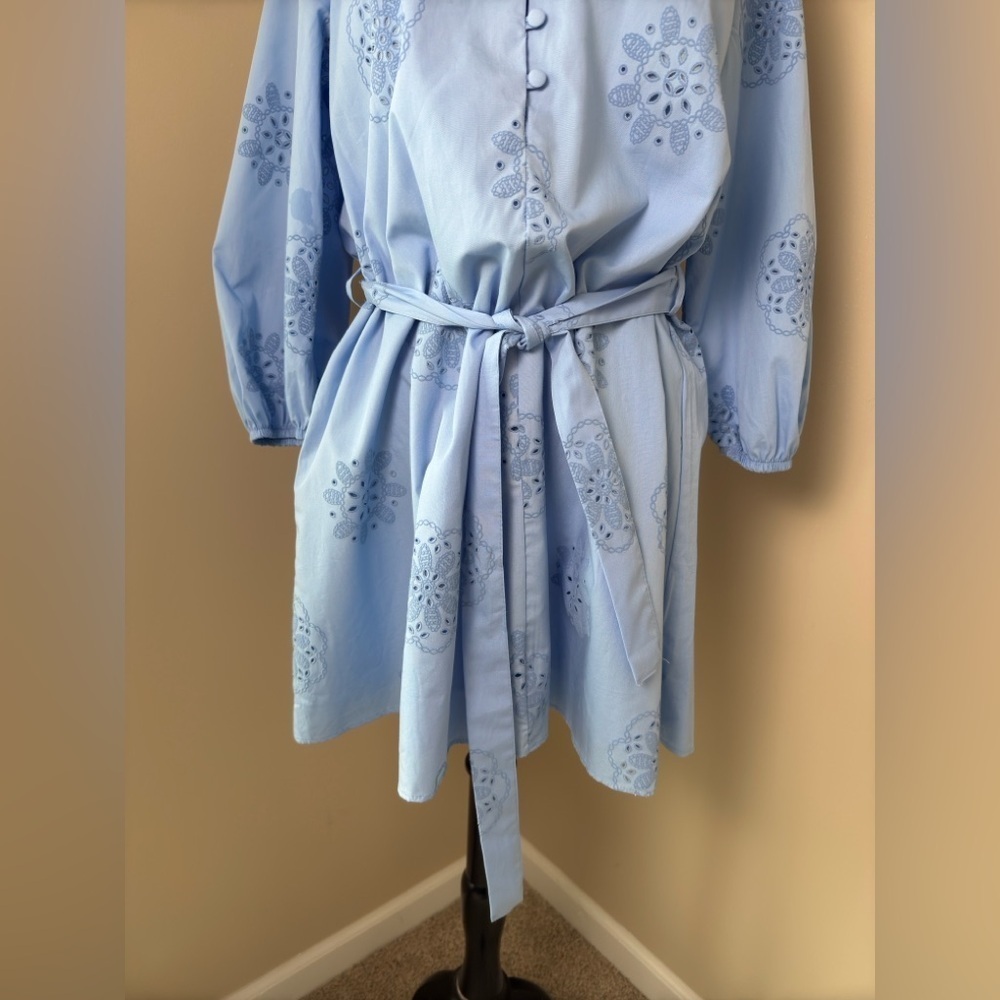 Zara RUBBERIZED EMBROIDERY POPLIN DRESS M - Picture 7 of 12